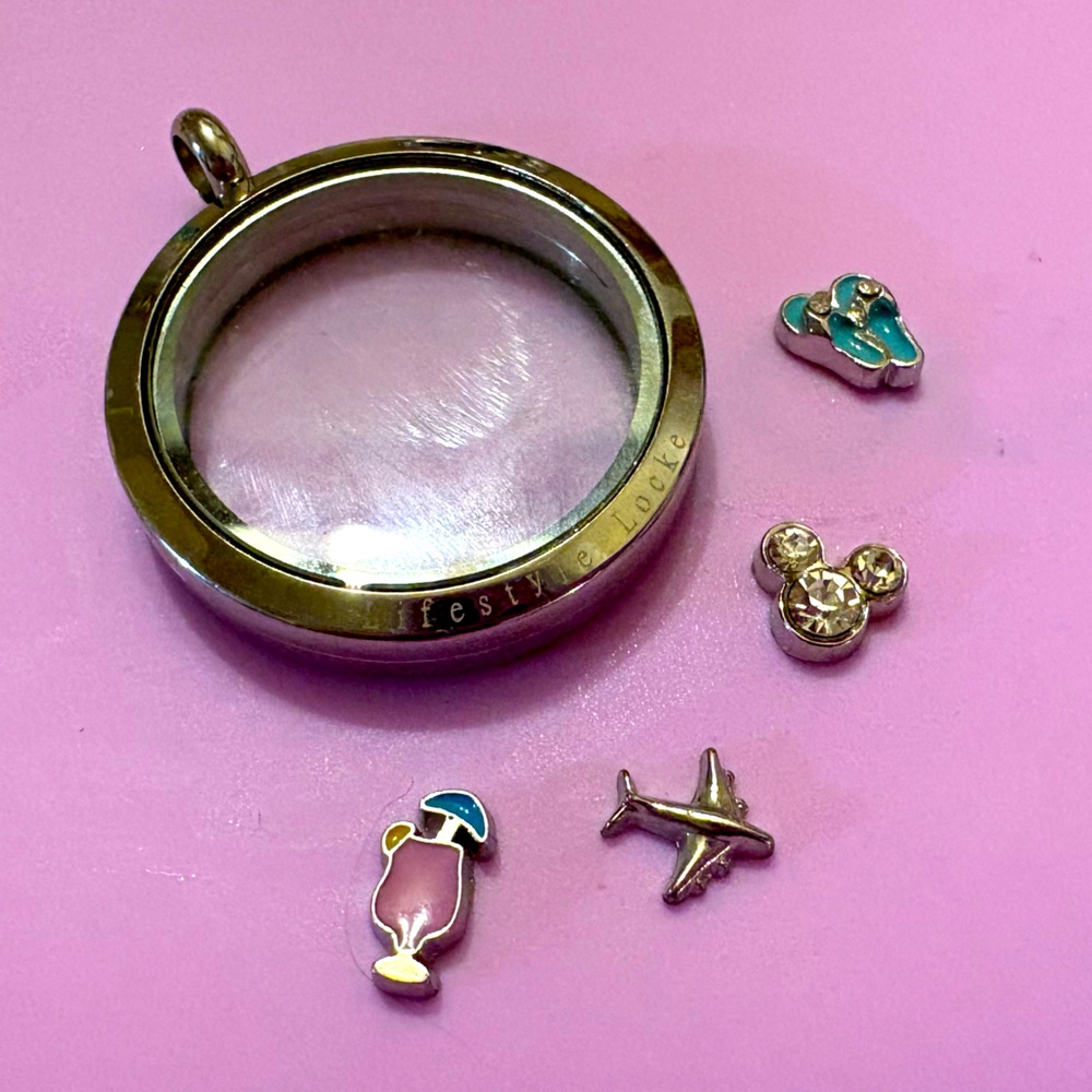 Floating charm locket and beach and Disney themed floating charms
